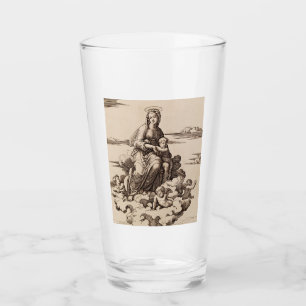 Verre Vierge et enfant dans les nuages
