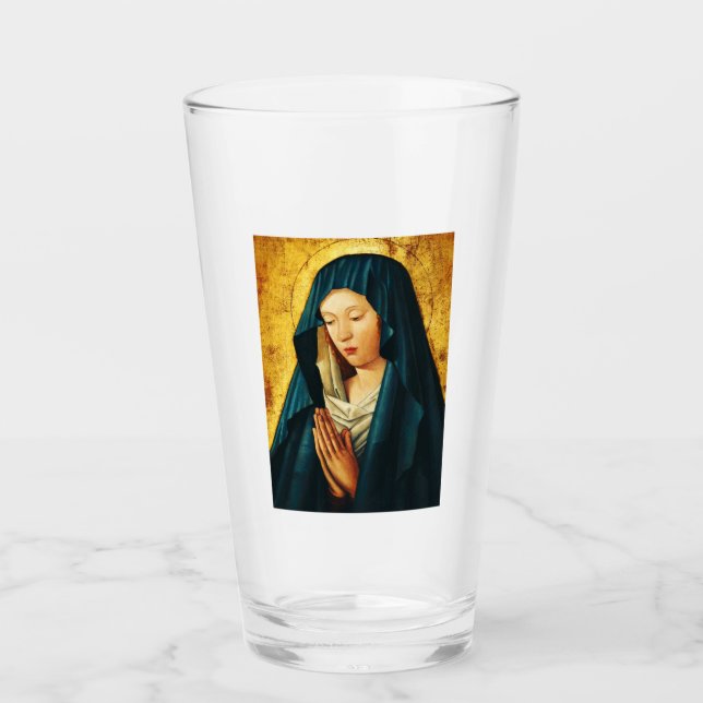 Verre Vierge Marie Hodegetria Icône Byzantine Catholique (Devant)