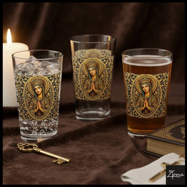 Verre Vierge Marie Révérence Dorée (Créateur téléchargé)