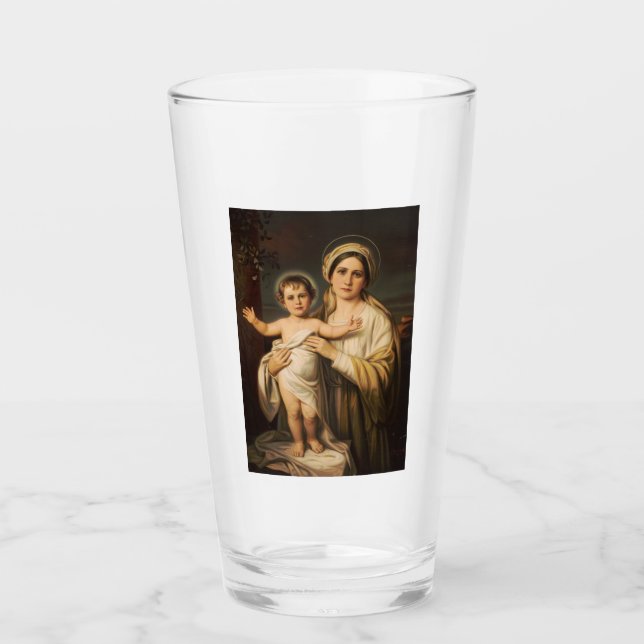 Verre Vierge Marie tenant le bébé Jésus (Devant)