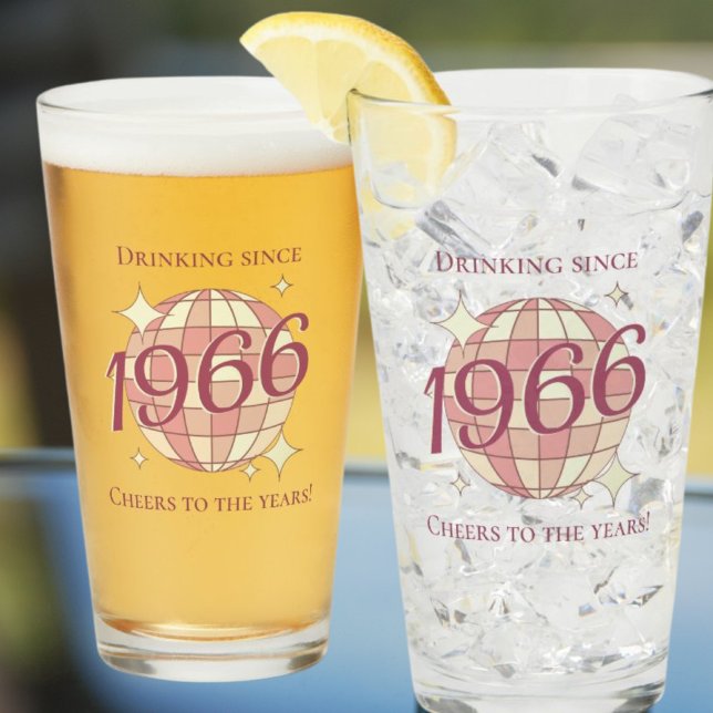 Verre Vintage 1966 60e anniversaire rétro bière violette (Créateur téléchargé)