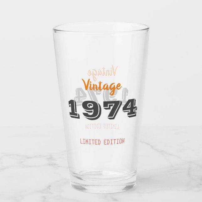 Verre Vintage 1974 édition limitée 50e cadeau d'annivers (Devant)