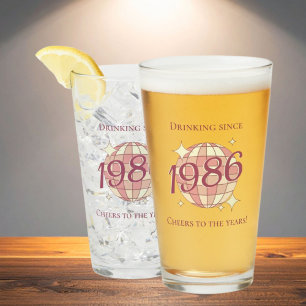 Verre Vintage 1986 40e anniversaire rétro violet