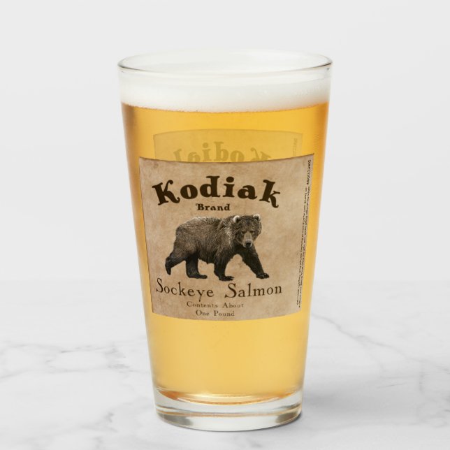 Verre Vintage Étiquette Saumon Kodiak (Devant (rempli))