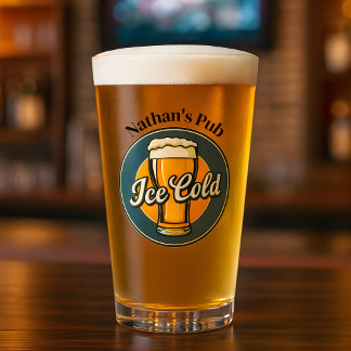 Verre Vintage Ice Cold Beer Custom Name or Text