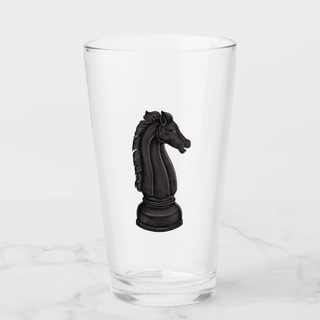 Verre Vintage morceau d'échecs noir (Devant)
