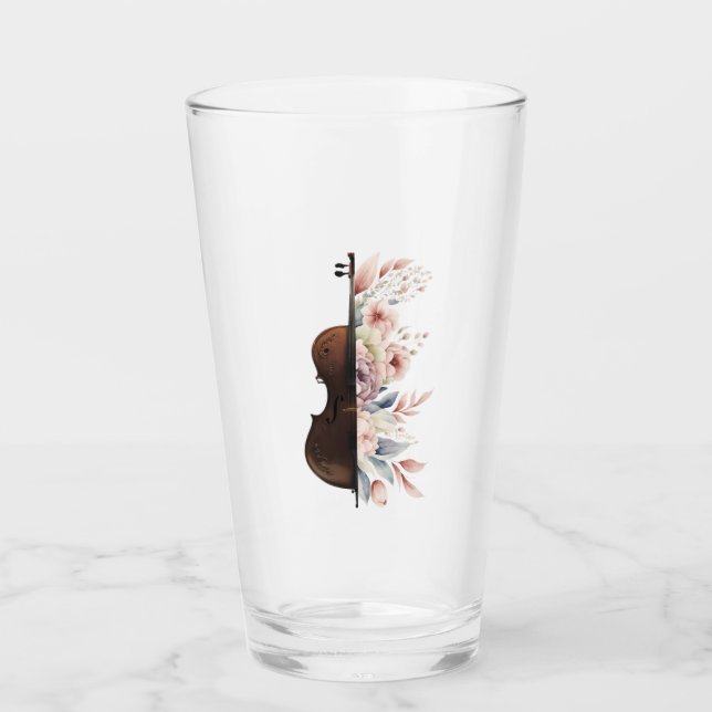 Verre Violon aux fleurs. (Devant)