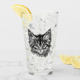 Verre Visage de Kitten noir et blanc