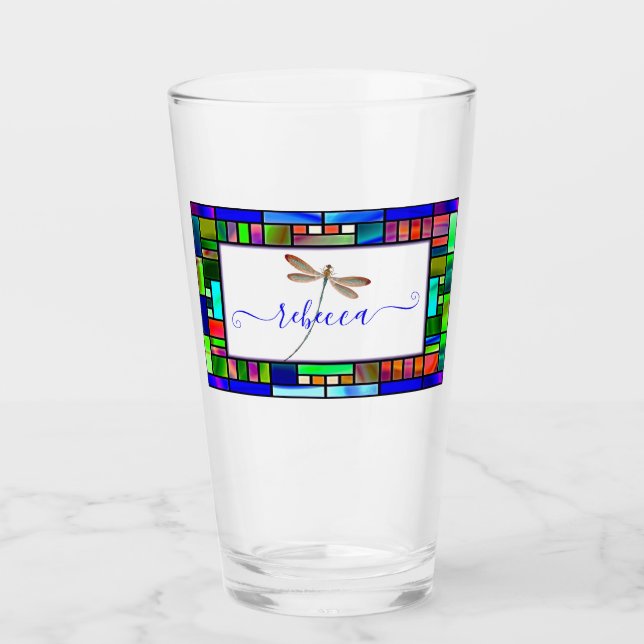 Verre Vitre et libellule personnalisés  (Devant)