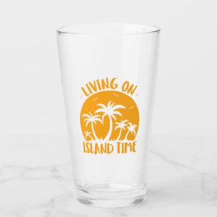 Verre Vivre Sur L'Île Palmiers Et Coucher De Soleil