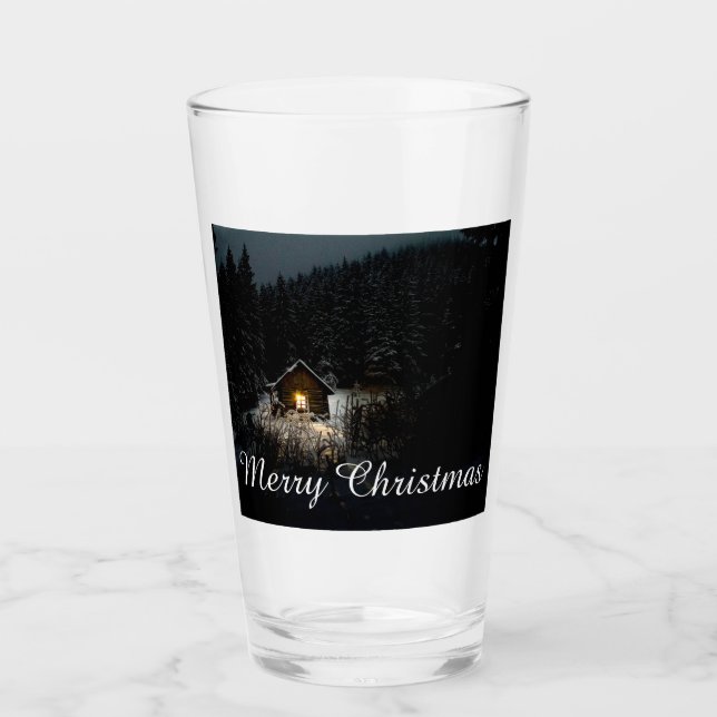 Verre Vœux de Noël avec Maison de Sorcière (Devant)
