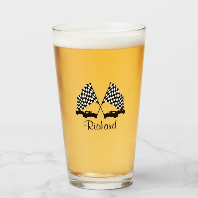 Verre Voitures et Checker Drapeau Course personnelle (Devant (rempli))