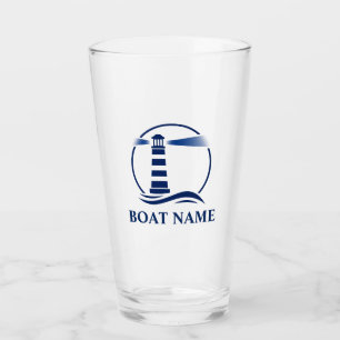 Verre Votre bateau ou votre nom Phare Classique Marine B