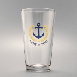 Verre Votre nom de bateau Ancre nautique Gold Laurel Sta