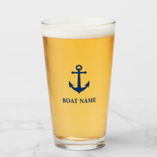 Verre Votre nom de bateau Blue Classic Ball Ancre