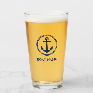 Verre Votre nom de bateau Blue Sea Ancre sa0a