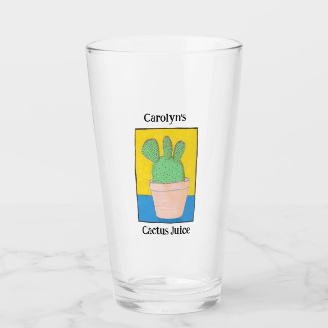 Verre Votre nom, Jus de Cactus, Dessin de Prickly Pear (Devant)