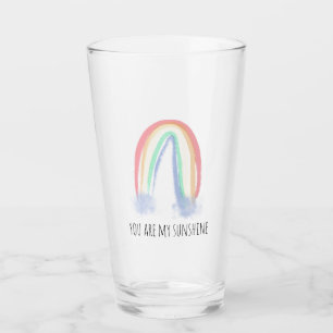 Verre Vous êtes mon eau de soleil aquarelle arc-en-ciel