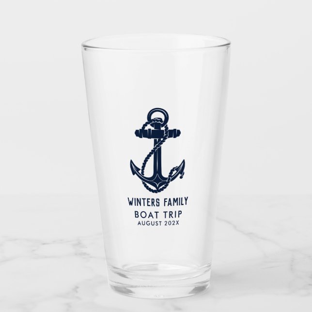 Verre Voyage en bateau familial annuel Marine Ancre bleu (Devant)