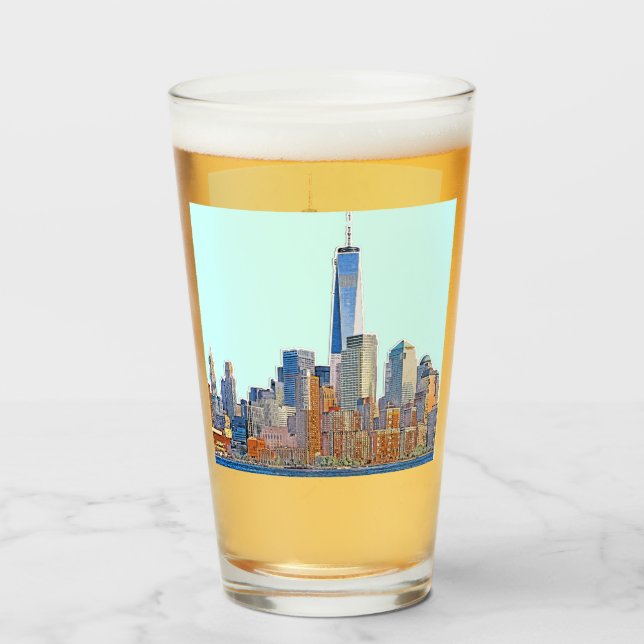 Verre Vue majestueuse de New York City Skyline artistiqu (Devant (rempli))