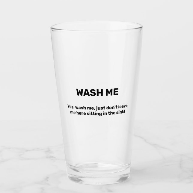 Verre WASH ME Funny Custom Text Dirty (Devant)