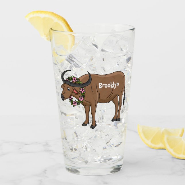 Verre Water buffalo with flowers (Devant glace)