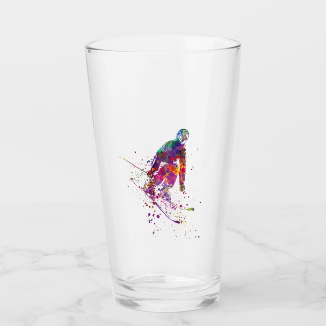 Verre watercolor skier (Devant)