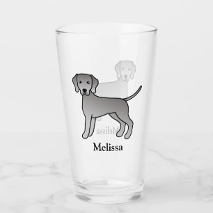 Verre Weimaraner Chien de Dessin Animé Mignon & Nom