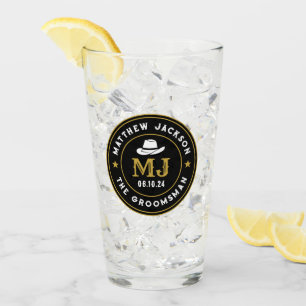 Verre Western Cowboy Logo Vintage Groomsmen personnalisé