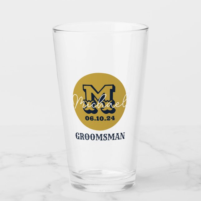 Verre Western Cowboy Rustic Groomsmen Nom Monogramme (Devant)