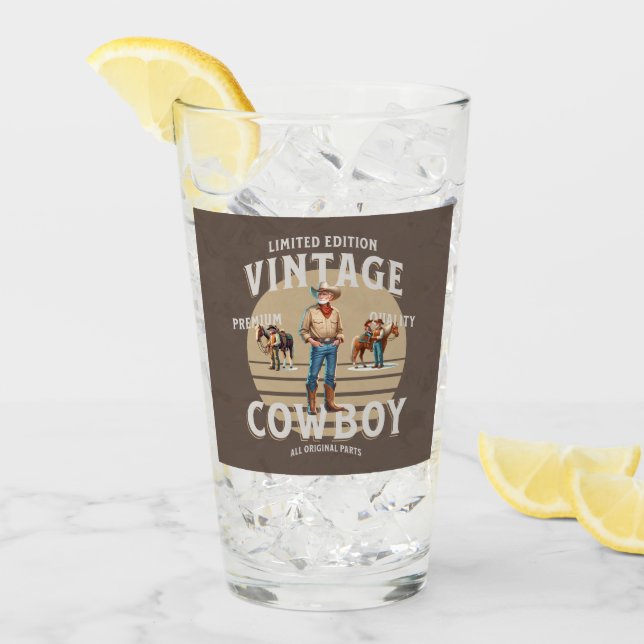 Verre Western Rodeo Vintage Cowboy (Devant glace)