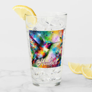 Verre Whimsical Colorful Hummingbird Bird Personnalisé