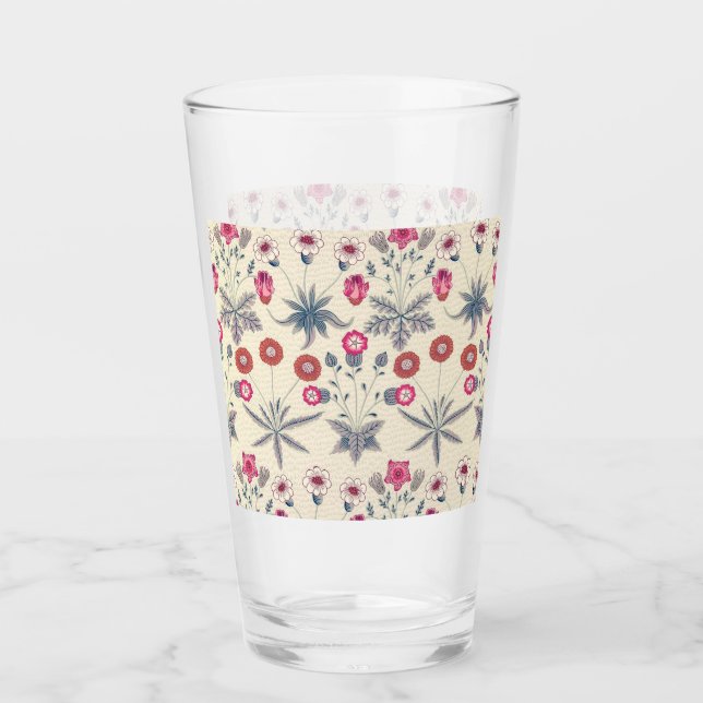 Verre William Morris Daisy Motif Floral Rouge Orange (Devant)