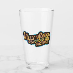 Verre Willy Wonka et le logo de l'usine de chocolat
