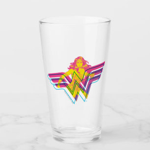 Verre Wonder Woman Yellow Pink Comic Art Logo