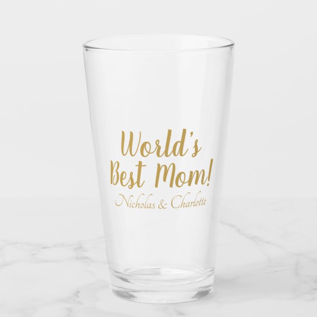 Verre World’s Best Mom gold custom script mignon (Devant)