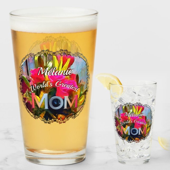 Verre World's Greatest Mom Flowers PM0001 Beer (Créateur téléchargé)
