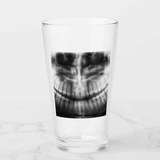 Verre X-Ray Teeth Bouche sourire noir et blanc (Devant)
