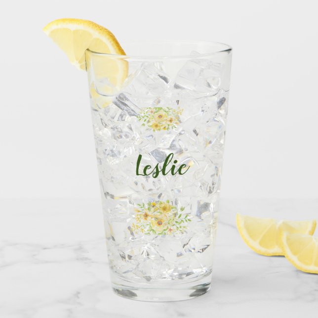 Verre Yellow watercolor floral  (Devant glace)