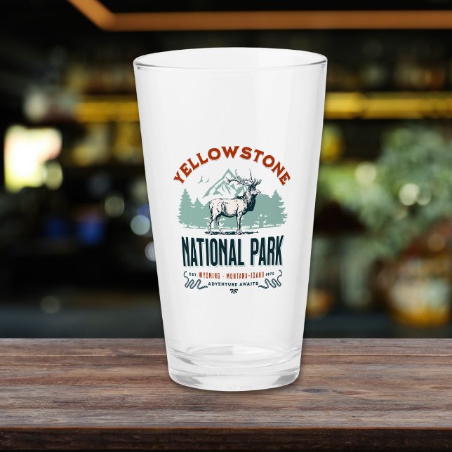 Verre Yellowstone National Park Vintage Landscape (Créateur téléchargé)