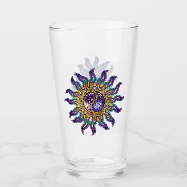 Verre Yin Yang Purple Mosaic Sun (Devant)