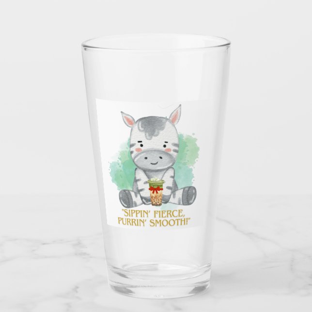 Verre zebra citation dessin boire du bobba tea (Devant)