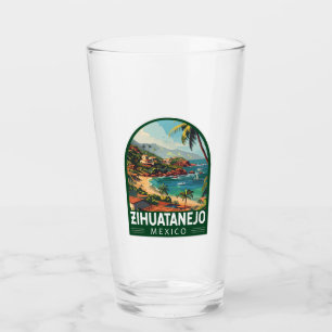 Verre Zihuatanejo Mexique Travel Art Vintage