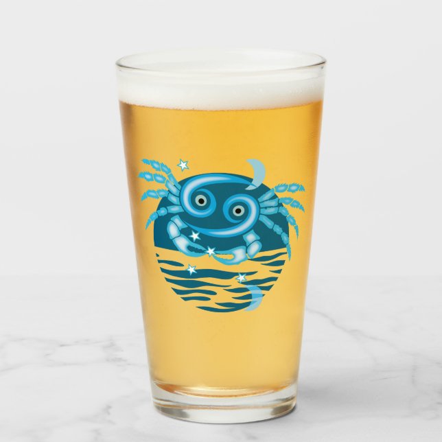 Verre Zodiac Star Sign - Cancer (Devant (rempli))