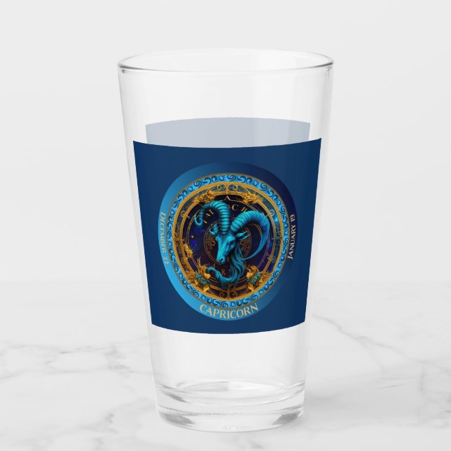 Verre Zodiaque Capricorne avec nom et date de naissance  (Devant)