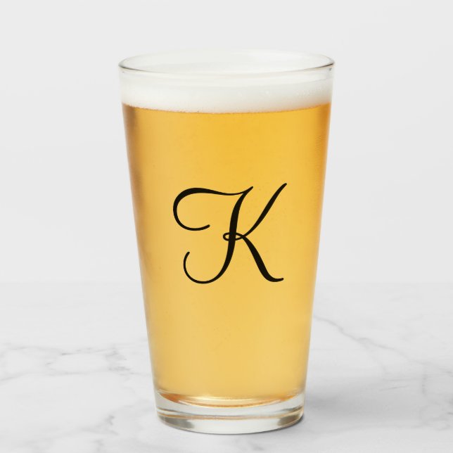 Verres à boire personnalisés avec monogramme noir (Devant (rempli))