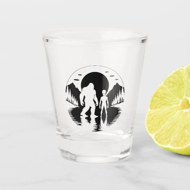 Verres à shot Bigfoot Alien UFO Cryptide (Devant)