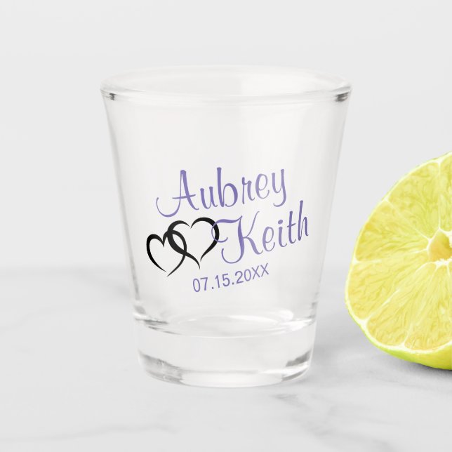 Verres à shot de mariage avec nom de la mariée et  (Devant)