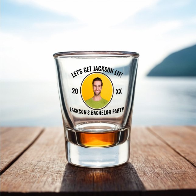 Verres à Shot pour Enterrement de Vie de Garçon 'A (Photo Bachelor Party Shot Glass, Let's Get The Groom Lit!)