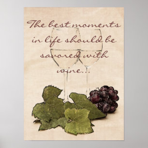 verres à vin avec affiche de raisin